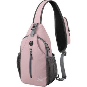 Men Pink Crossbody Sling Backpack Sling Bag Travel Hiking Chest Daypack